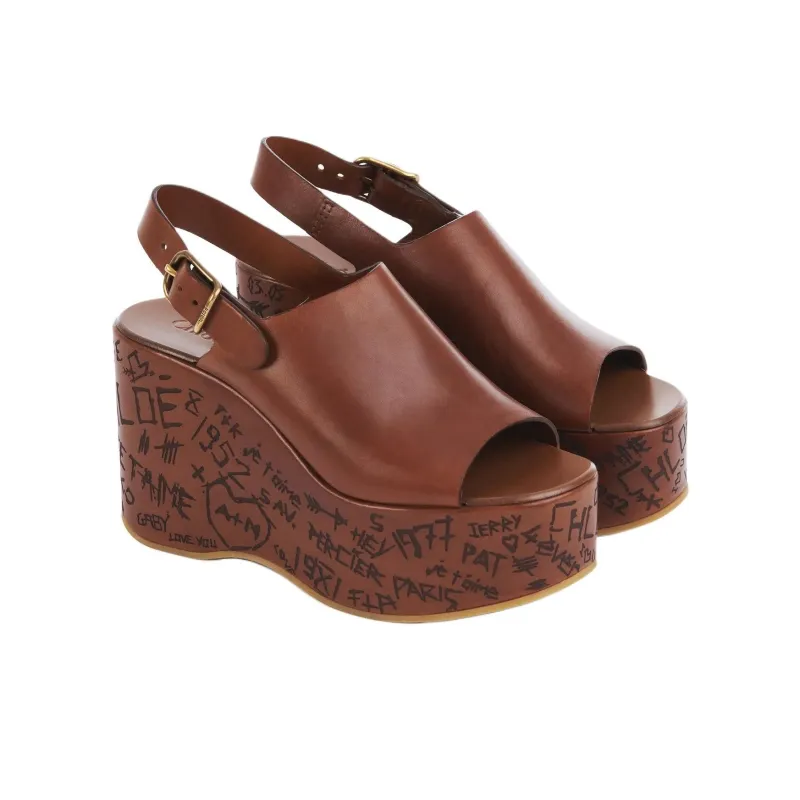 Chloe Maxime Strap Sandals 8cm Women's Brown-2