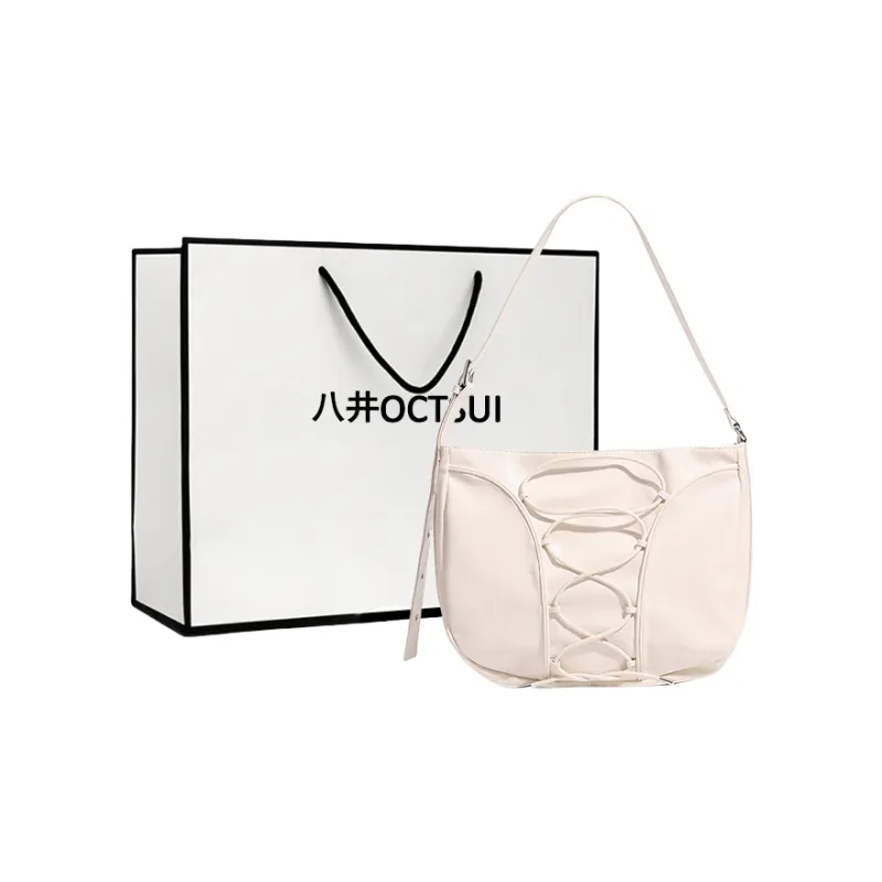 OCTSUI PU Shoulder Bag Women's Silver/Black/Ivory White-8