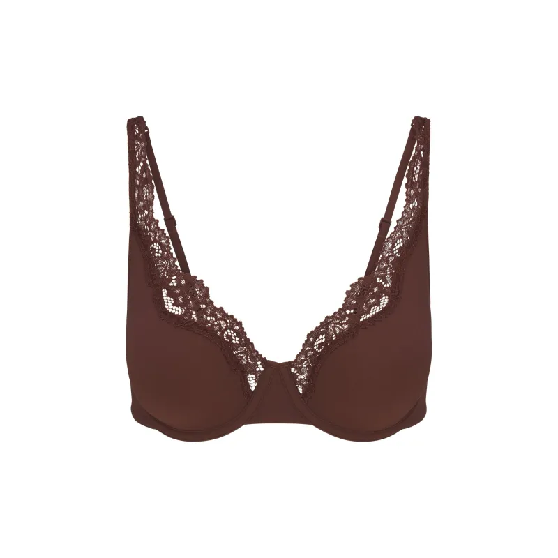 SKIMS SS25 FITS EVERYBODY LACE UNLINED FULL COVERAGE BRA Bra Women's 1 Pack COCOA/Cocoa-0