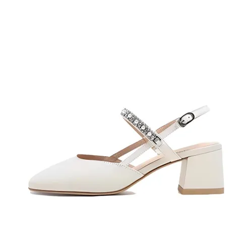 CAMEL Chunky Heel High Heels Women's White