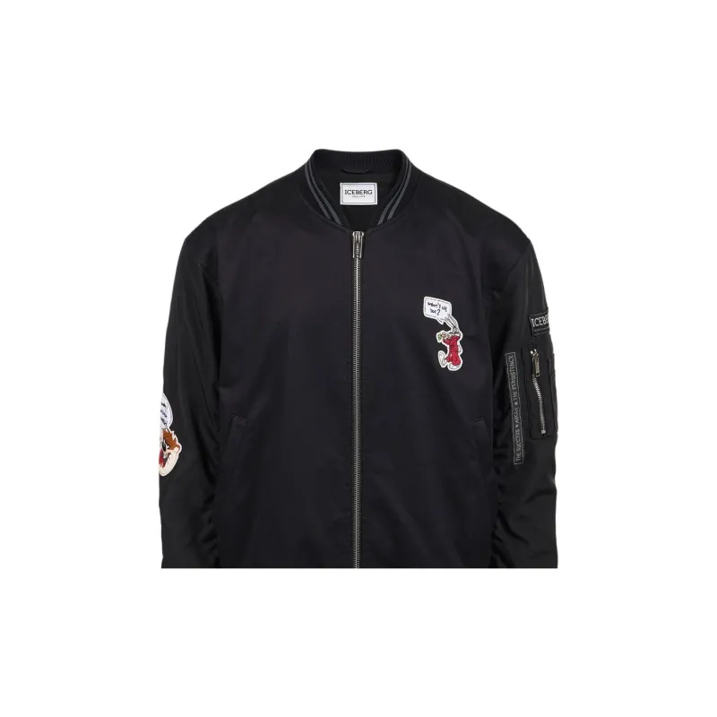 Iceberg Patch Detailed Zipped Bomber Jacket-5