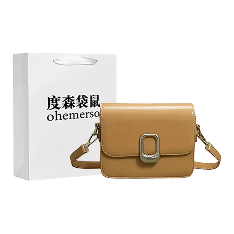 Dusen Kangaroo PU One Shoulder Crossbody Small Bag Women's Ecru/Khaki/Black/Coffee-3
