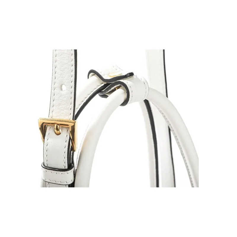 PRADA Calfskin Tote Bag Shopping Bag Crossbody Bag Shoulder Bag Women's White-8