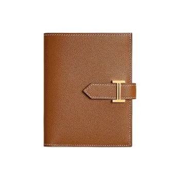 HERMES Bearn Madame Calfskin Wallet Women's 37 Gold Gold Brown