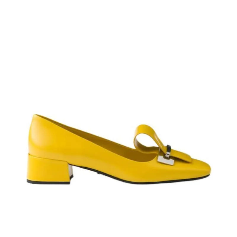 PRADA Chunky Heel High Heels 3.5cm Women's Yellow-1