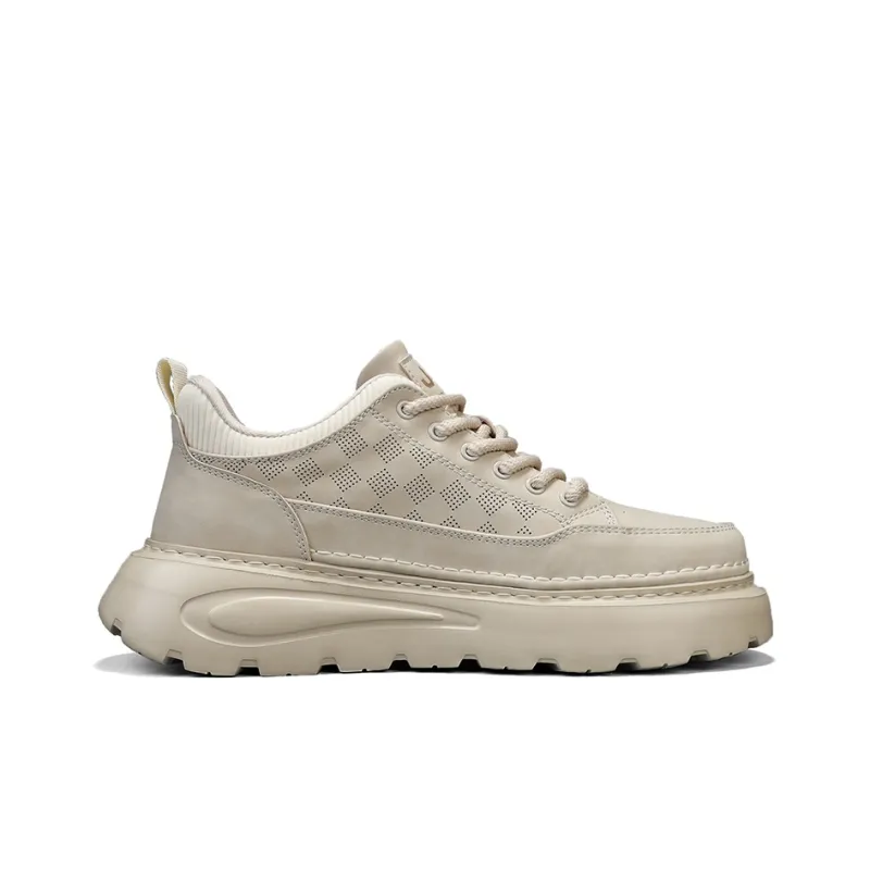 Jeep Mesh Hole Breathable Anti Slip And Wear Resistant Height Increasing Low Top Casual Shoes Men's Sand-1