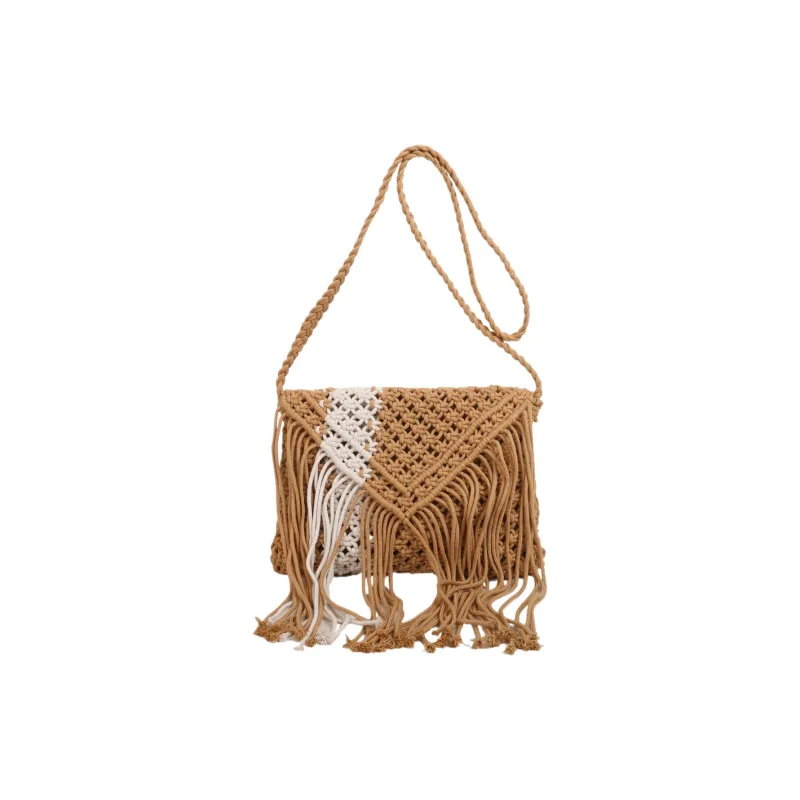 Yalu Woven Shoulder Bag, Crossbody Bag Women's White/Khaki-8