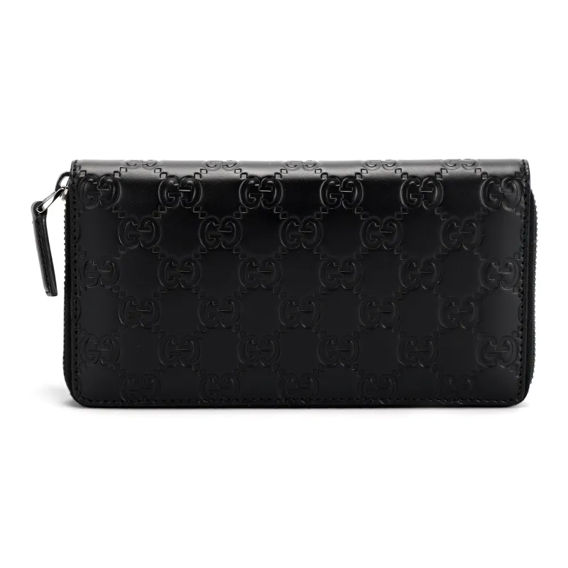 GUCCI Leather Wallet, Handbag Men's Black-0