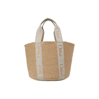 Chloe Woody Paper Handbag Large Size Women's Khaki