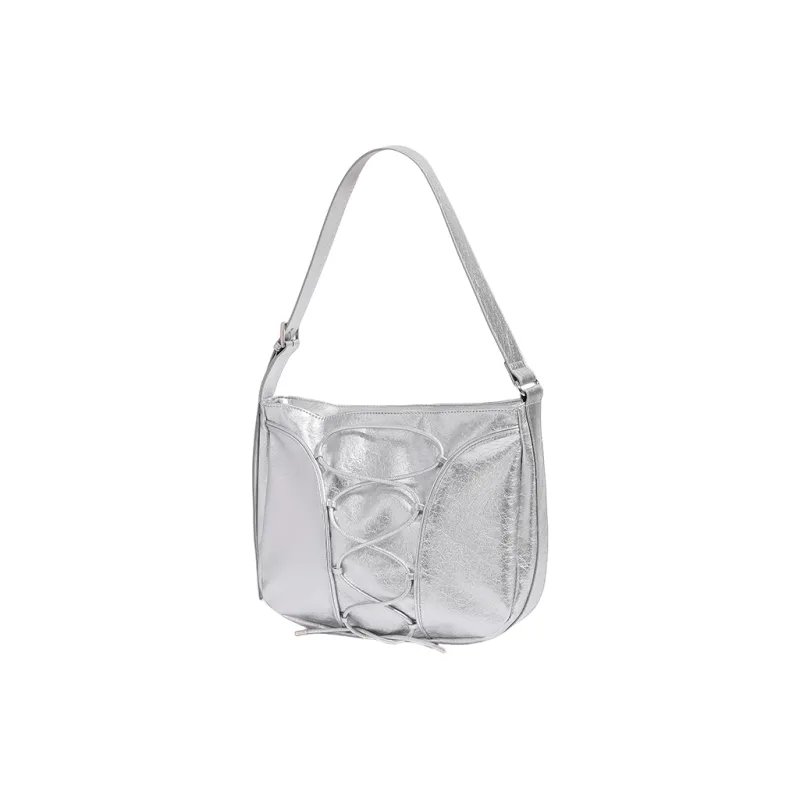 OCTSUI PU Shoulder Bag Women's Silver/Black/Ivory White-3