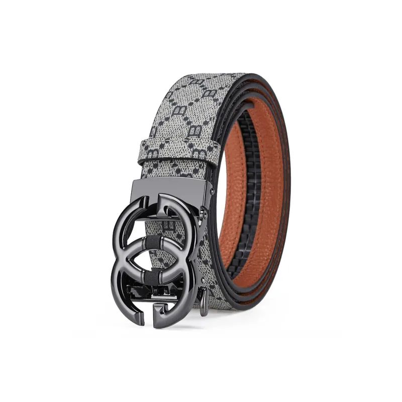 GUSKI Top Grain Cow Leather Trendy Belt, Waistband Men's Gunmetal Width 3.5cm Gift Box Set-15