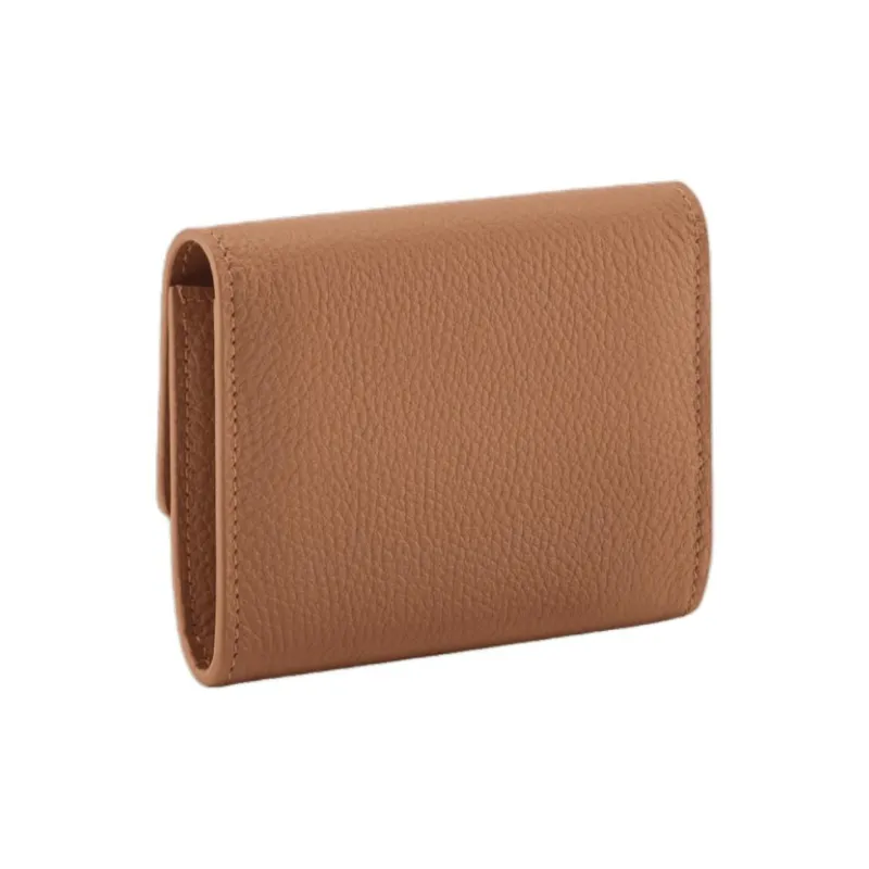 BVLGARI Calfskin Business Card Holder Card Case Women's Brown-1