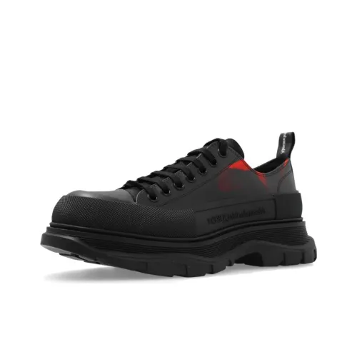 Alexander McQueen Tread Slick Lace Up Sneakers 'Black Red'