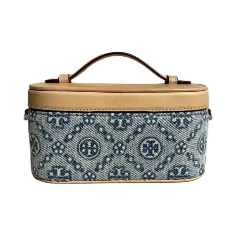 TORY BURCH T Monogram Fabric Makeup Bag Mini Women's Blue-2