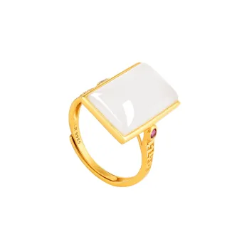 Yi Zhen Ge Hetian Jade Rings White Jade Unisex