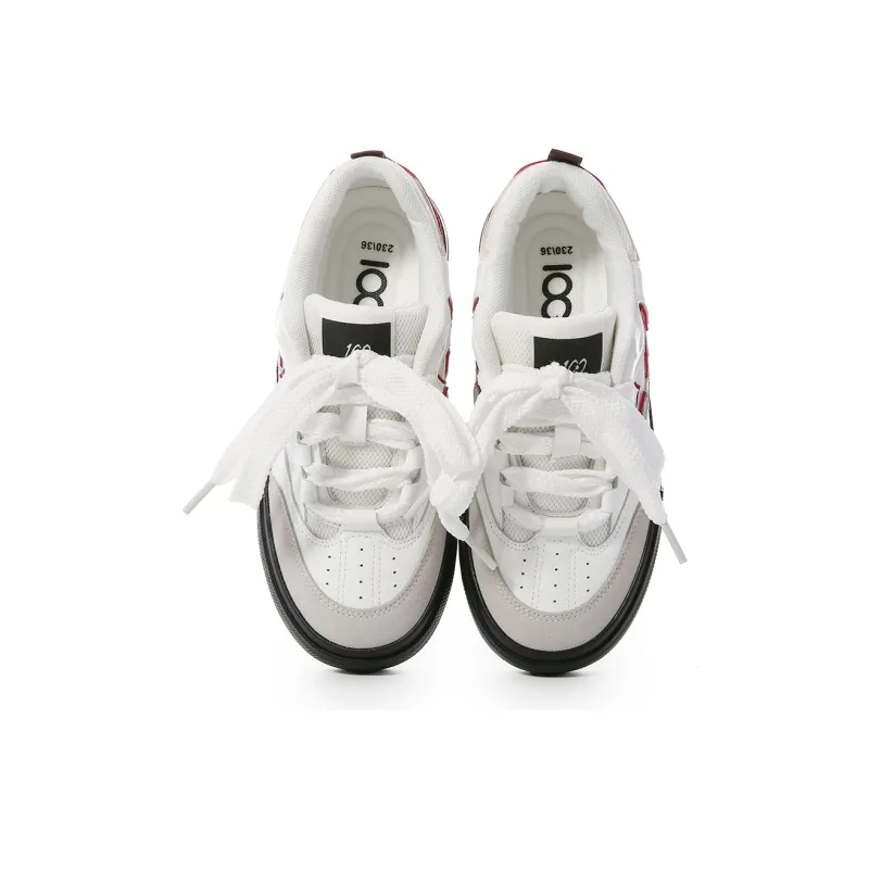 Cob Durable Lightweight And Breathable Low-Top Skateboard Shoes Women's White Red-3