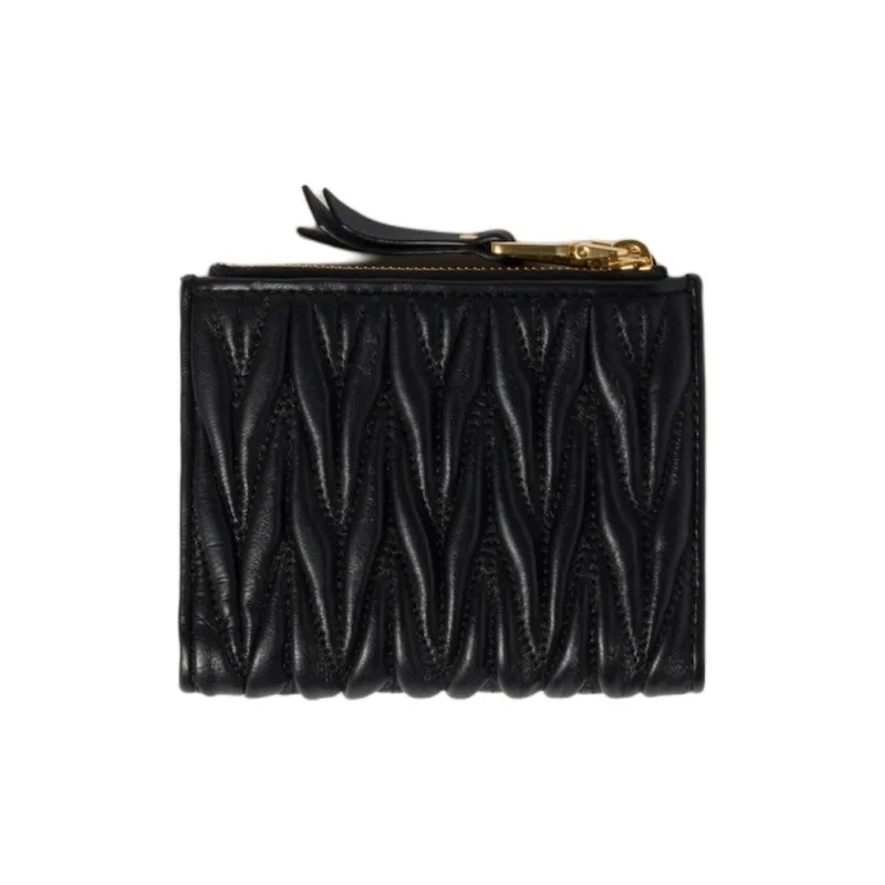 MIU MIU Matelassé Lambskin Wallet Trumpets Women's Black-1