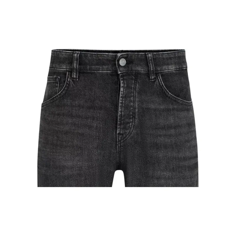 HUGO BOSS SS24 Regular-Fit Jeans In Grey Mechanical-Stretch Denim Jeans Men's Black-3