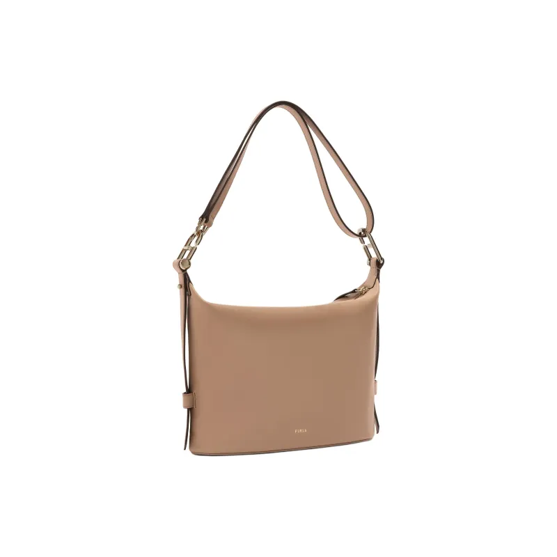 Furla Calfskin Water Dumpling Shoulder Bag Medium Size Women's Clay Color-1