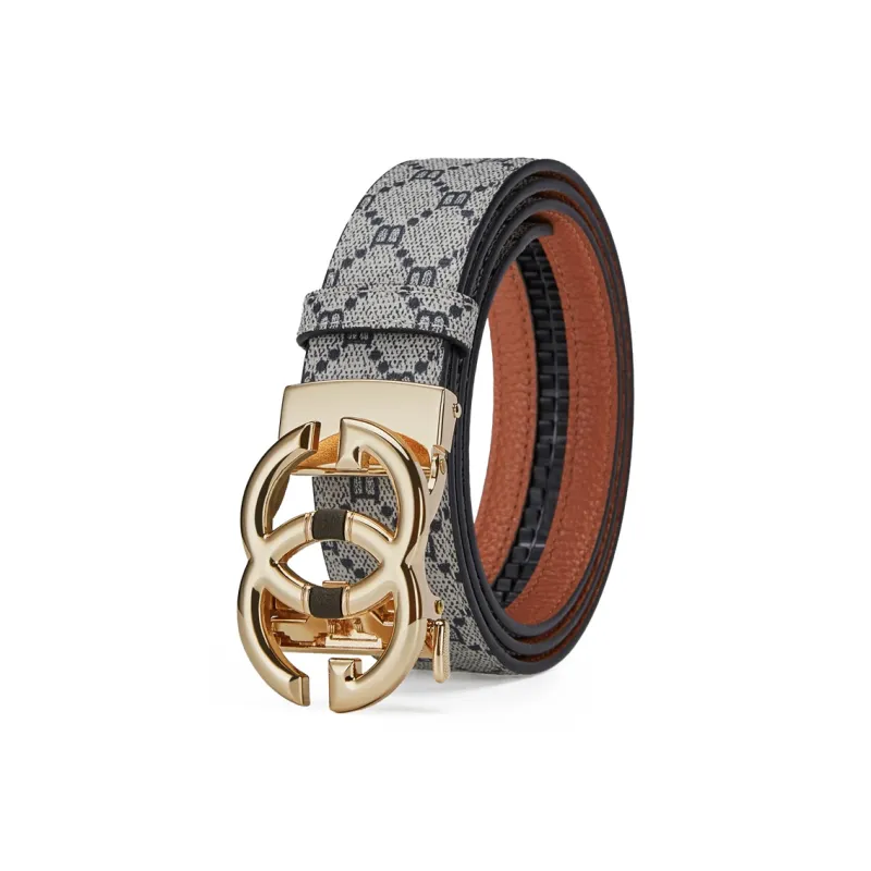 GUSKI Top Grain Cow Leather Trendy Belt, Waistband Men's Gunmetal Width 3.5cm Gift Box Set-19