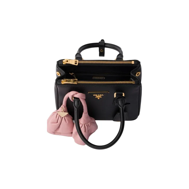 PRADA Saffiano Calfskin Shoulder Bag Crossbody Bag Handbags Mini Women's Black & Pink-3