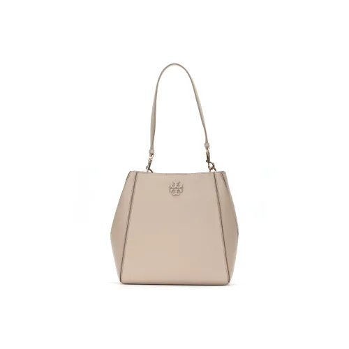 TORY BURCH McGraw Litchi Grain Leather Bucket Bags Shoulder Bag Crossbody Bag Handbag Women's Terracotta Grey