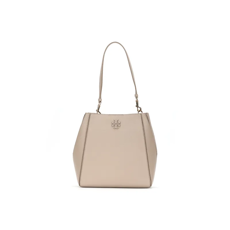 TORY BURCH McGraw Litchi Grain Leather Bucket Bags Shoulder Bag Crossbody Bag Handbag Women's Terracotta Grey-0