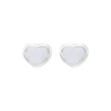Silver-Trimmed Shell Heart Stud Earrings[925 Sterling Silver Needle]