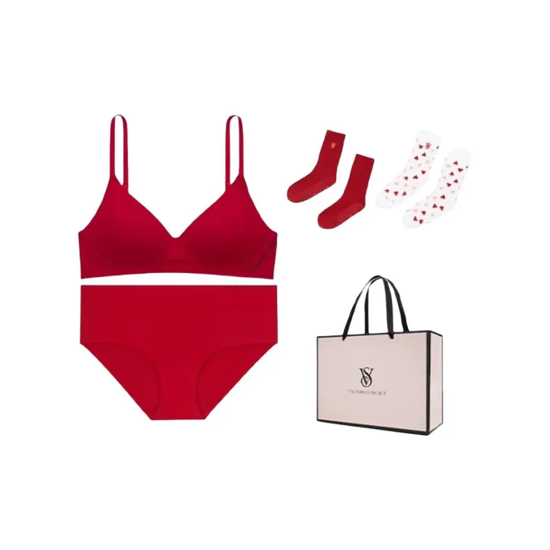Victoria's Secret Fantasy Collection Underwear Set Women's Gift Box Set+Shopping Bag Red-0
