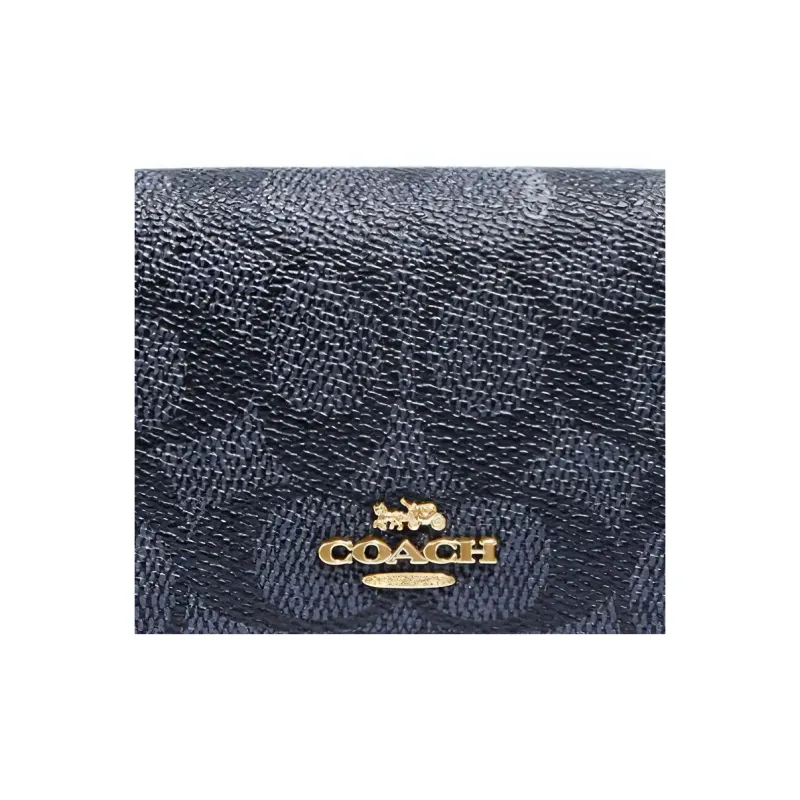 COACH Card Case Coated Canvas Coin Purses Wallets Women's Dark Blue-2