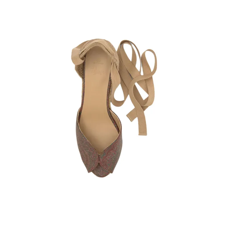 ETRO x Castañer Bilina Wedge Heel High Heels 5cm Women's Tan-3