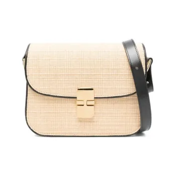 A.P.C Grace Raffia Shoulder Bag Small Size Women's Light Beige