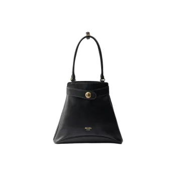 PRADA Calfskin Handbag Large Size Women's Black