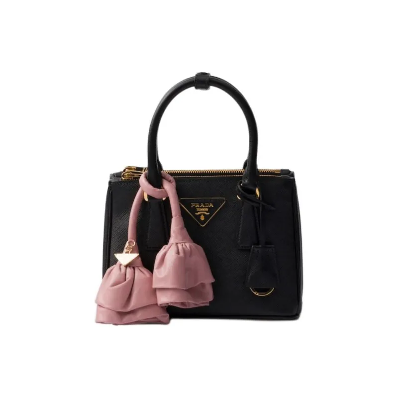 PRADA Saffiano Calfskin Shoulder Bag Crossbody Bag Handbags Mini Women's Black & Pink-0