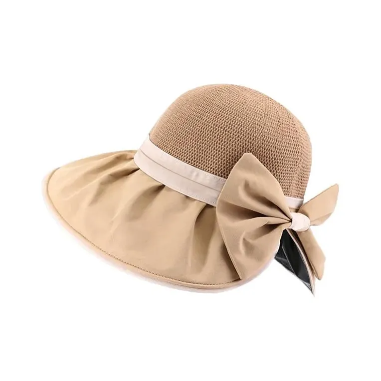 DUOLAN Polyester Sun Protection Hats Women's Warm Apricot Khaki Ecru Black-3