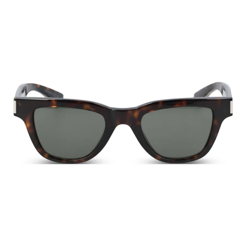 SAINT LAURENT Acetate Metal Resin Square Sunglasses Unisex Havana-1
