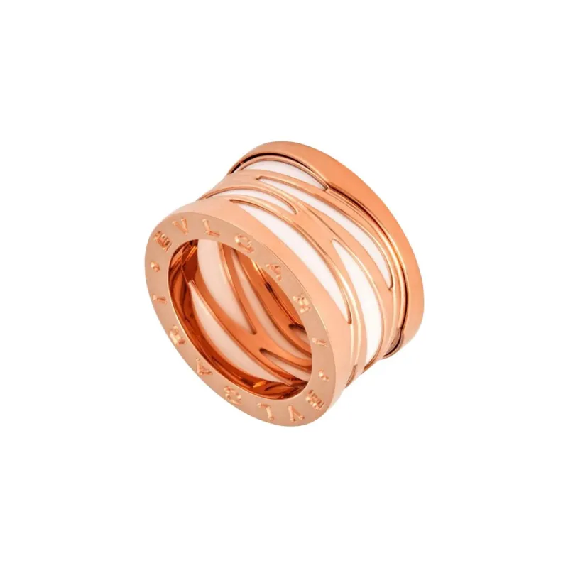 BVLGARI Rose Gold Ceramic Rings Women's-1