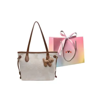 Yalu PU Tote Bag, Shopping Bag, Shoulder Bag Women's Ecru/Black/Blue/Pink