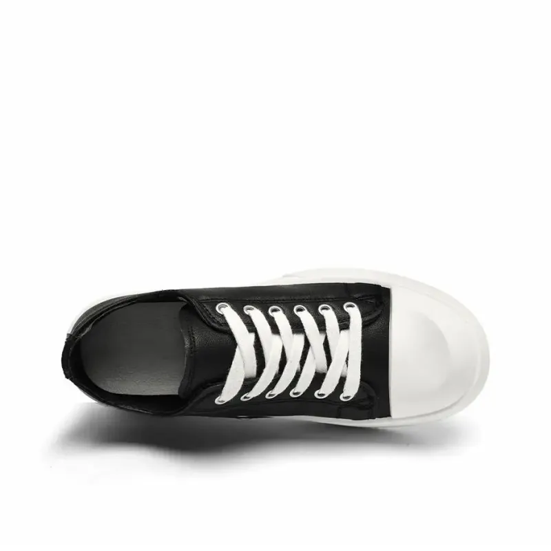 UNIITY Anti-Slip Wear-Resistant Lightweight Breathable Height Increasing Low-Top Skateboard Shoes Unisex Black-4