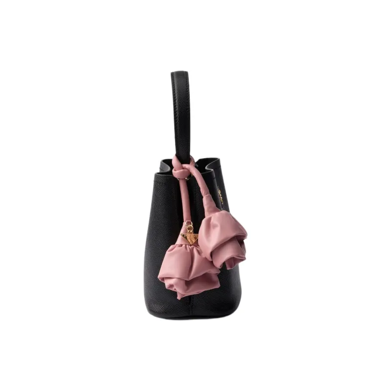PRADA Panier Calfskin Shoulder Bags Handbags Mini Women's Black & Peach-2