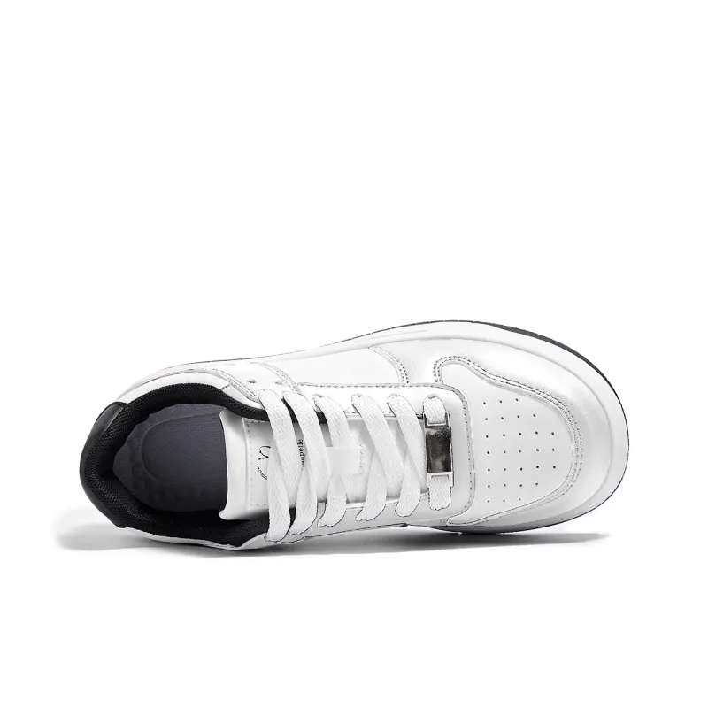 La Chapelle Wear-Resistant Height Increasing Low-Top Skateboard Shoes Women's White Black-6