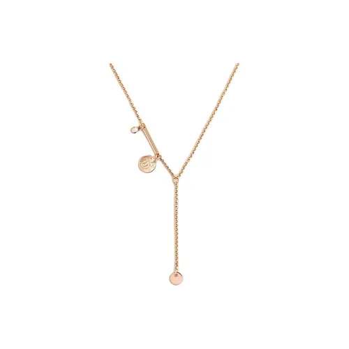HERMES Rose Gold With Diamond Necklaces Women's Gold