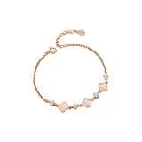 S925 Silver Lucky Four-Leaf Clover Bracelet[Rose Gold]