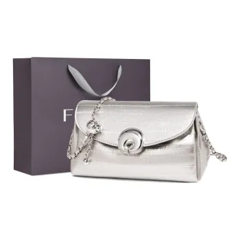 FOXER Synthetic Leather Magnetic Closure Shoulder Bag, Crossbody Bag Regular Women's Silver