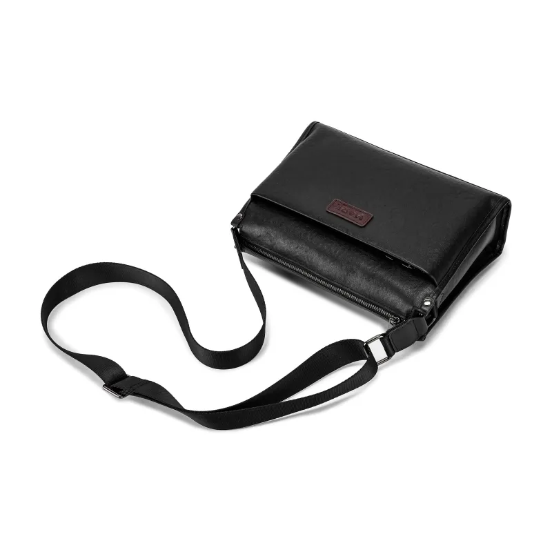 FAIRWHALE Cow Leather Shoulder Bag Crossbody Bag Messenger Bag Small Square Bag Regular Unisex Black-5