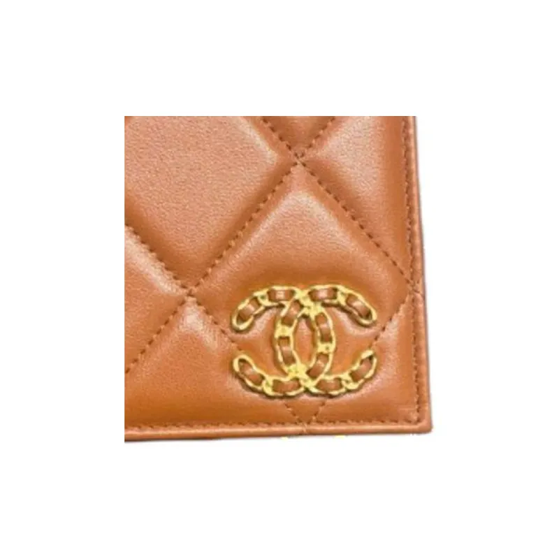 CHANEL Sheepskin Wallet Women's Caramel-2