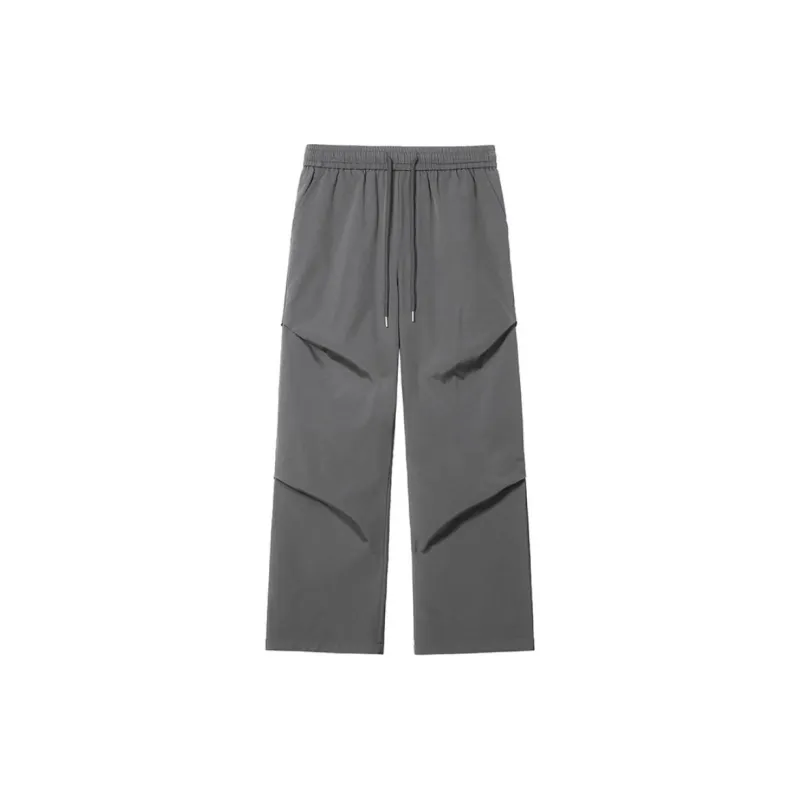 HOKLV Workwear Style Vintage Casual Pants, Wide Leg Straight Fit With A Draping Effect Unisex-9