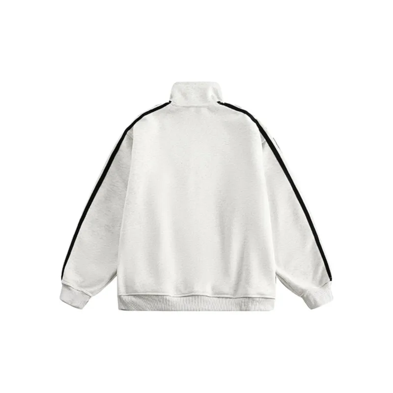 PAZZO Striped Stand Collar Cardigan Sweatshirt Unisex-1