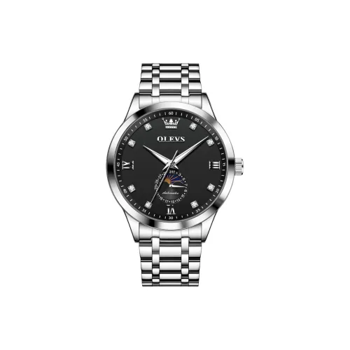 OLEVS Wisdom Series Mechanical Movement Stainless Steel Watchband Watch Men's Watches Black Dial