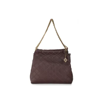 TORY BURCH Fleming Leather One Shoulder Handbags Large Size Women's Burgundy